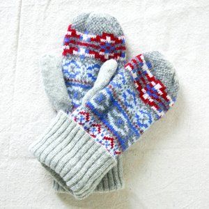 Gray Nordic Knit Mittens